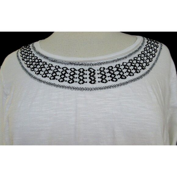 Coldwater Creek White Embroidered Neck 100% Cotton Top Long Sleeves Sz 1X 18 - Picture 2 of 6